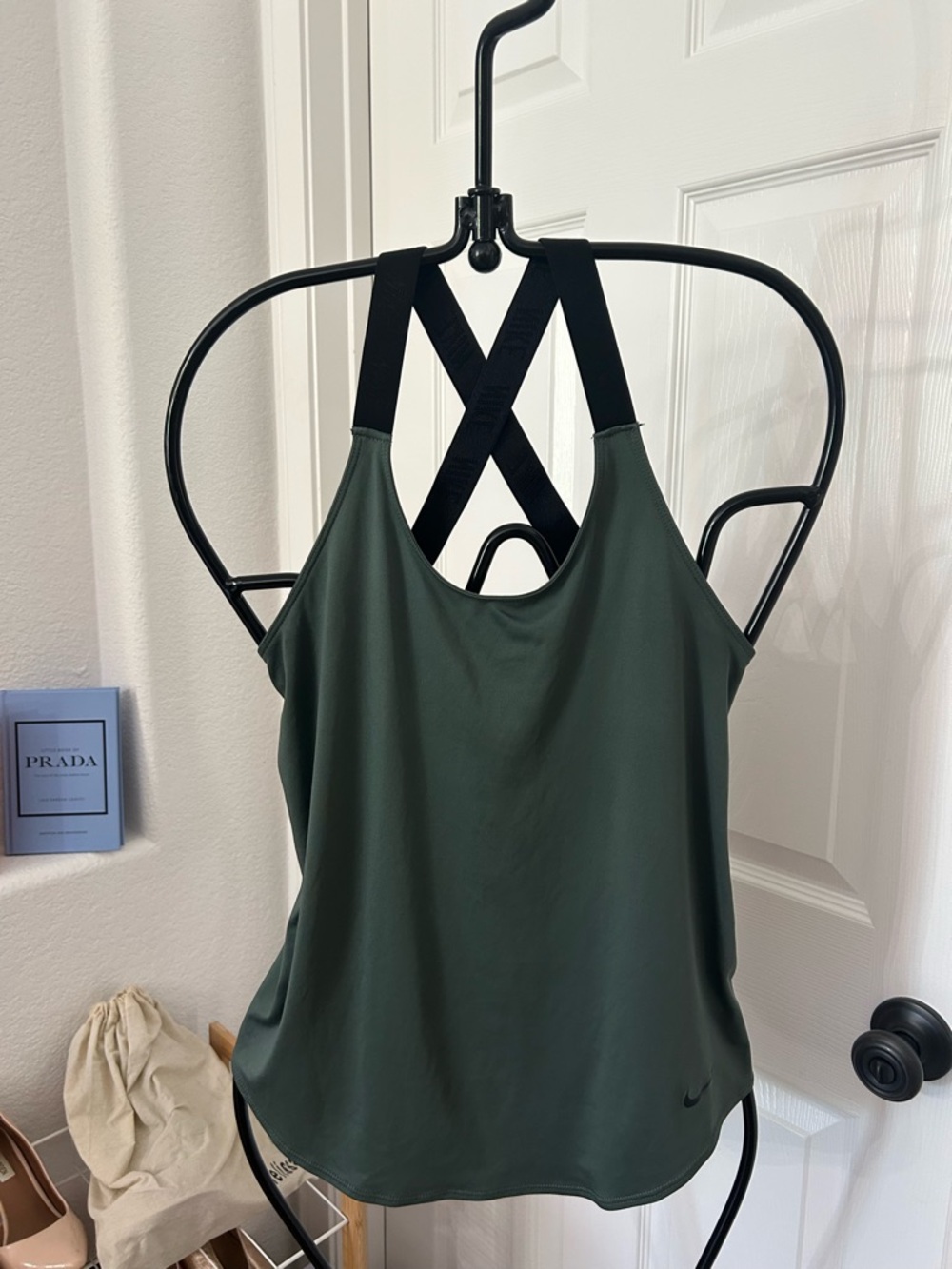 Nike Women's Dri-Fit Forest Green Tank with Black Cross-Back Straps